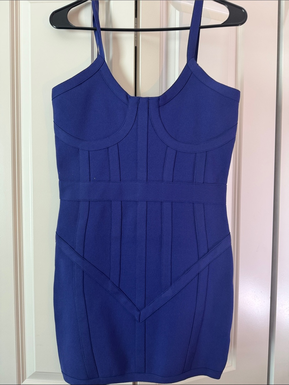 bebe Royal Blue Structured Bodycon Mini Dress